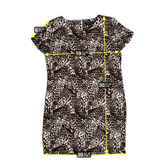 Rachel‎ Zoe Leopard Print Dress Size 8 Short Mob Wife Mini Back Zip Shift Brown - Picture 5 of 12